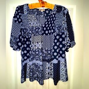 Alex & Lili Boho Patchwork Print Flowy top size Small EUC